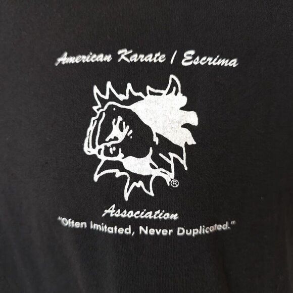 Vintage American Karate T Shirt Mens Size Small Black 90s AKEA Self Defense - Picture 3 of 6